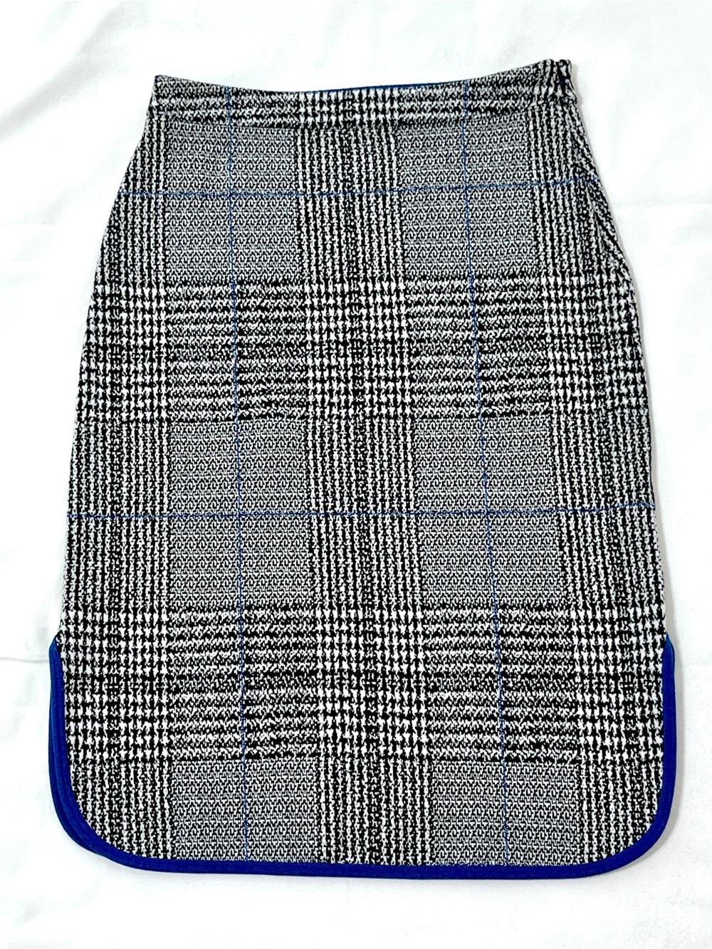 Anthropologie Maeve Ellie Plaid Midi Pencil Skirt Blue Piping Small - Picture 2 of 5